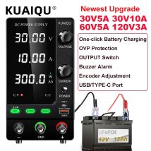 KUAIQU Più Nuovo Ricarica Della Batteria Alimentatore CC Regolabile 30V 10A 60V 120V 3A OCP, Manopola Encoder, USCITA Corrente Preimpostata USB-C /A