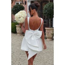 Elegant Pearl Bow Backless Sexy Mini Dress Women's Luxury Party Short Dresses White Black Pink Birthday Evening Wedding Summer