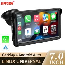 Hippcron 7-calowe radio samochodowe Multimedialny odtwarzacz wideo Bezprzewodowy Carplay i bezprzewodowy Android Auto Przenośny uniwersalny ekran dotykowy