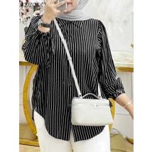 Frauen Herbst Langarm Tops gestreifte Hemden Zanzea muslimischen Tukey Abaya Hijab Blusas Knöpfe unten Arbeit Bluse islamische Kleidung