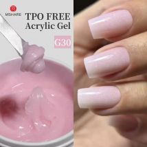 MSHARE 50g/250g Shimmer Pink White Acrylic Gel TPO Free Glitter Shiny Extension Acryl Hard Gel Nails Sculpting Construction