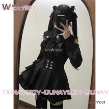 Jirai kei Outfit Lolita Girls Blouse Top Women Long Sleeve Shirt Kawii Bow Black Skirts Shirts Y2K Sweet Japanese Lady Style Set