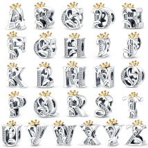 Fit Qikaola 925 Original Bracelets Charms Classic Crown 26 Letters Alphabet Charms Beads For Women Fine DIY Wedding Jewelry Gift