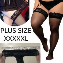 Top in pizzo da donna di grandi dimensioni taglie forti Stay Up Sheer calze autoreggenti ultra sottili sexy calze a rete nere bianche sopra il ginocchio calze lunghe XXXXL