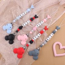 Handgemachte Baby Schnullerkette Runde Silikon Schnullerhalter Clips für Baby Beißring Nippelkette Nicht individueller Name