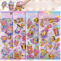 Kawaii Glittering 3D Capsule Stickers Cartoon Scrapbooking Diy Diary Stationery Sticker Cute Gift School Supplies
