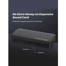 4K 60fps HDMI Capture Card, Ultra Low Latency USB 3.0 Game Recorder for PS5/Xbox/Switch/PC/Mac, Plug & Play, OBS Compatible