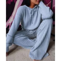 Mode Langarm Gestrickte Hose Sets Frauen Herbst Winter Zu Hause Casual Komfortable 2-teilige Sets Frauen Outfit Zwei Stück Set