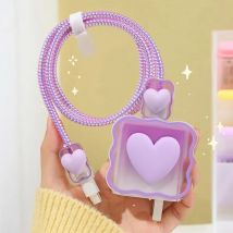 Kabel-Organizer, Ladegerät, Schutzhülle, Typ C, Management-Set, Wickler für iPhone 14, 13, 12 Pro, 18 W, 20 W, Herz-Organizer, Hüllenschnüre