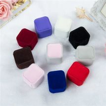 Abgerundete Flanell Ring Box Beflockung Schmuck Box Ring Stud Abzeichen Lagerung Box Ring Schmuck Organizer Organizador De Joyas