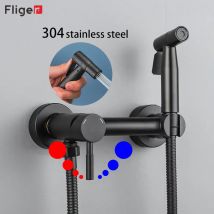 Fliger schwarz Bidet Wasserhahn Edelstahl Toiletten armatur Hand WC Bidet Sprayer kalt Warmwasser mischer Bad Dusch kopf