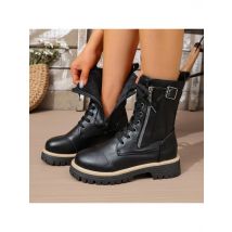 2025 New Retro Women Comfortable Boots Trend Round Toe Large Size Zip Boots Casual Fashion Low Heel Shoes Women Zapatos De Mujer