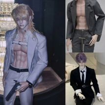 D09-P343 Kinder handgemachte Spielzeug Onkel id75 uf75 Puppe Kleidung schwarz grau weiß Blazer Anzug Jacke 1 stücke