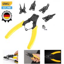 Deli-Juego de alicates de clip 5 en 1, alicates de anillo a presión, alicates de boquilla, herramientas de prensado múltiple, alicates removibles, cabeza de retención, folleto a presión