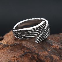 Anello con ali d'angelo in acciaio inossidabile 316L moda punk per uomo donna anelli di apertura semplici e alla moda regali di gioielli per motociclisti all'ingrosso