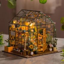 Mini domek dla lalek Zestaw DIY Domek kwiatowy Ręcznie robione puzzle 3D Montaż Model budynku Zabawki Dekoracja sypialni w domu z meblami Prezent