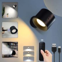 Led Doppel Kopf Wand Lampe Touch Control Fernbedienung 360 Drehbare USB Aufladen 3 Farben Wand Lichter Drahtlose Nacht Lichter für Schlafzimmer
