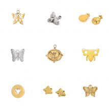 CARLIDANA Stainless Steel Trendy Cute Butterfly Charms Gold Color Animal Pendants Waterproof Jewelry Necklace Earrings Making