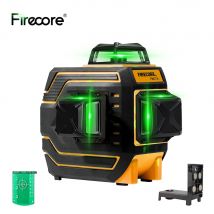 FIRECORE-Nivel láser 360, herramienta de nivelación 3D de 12 líneas, nivelado automático, líneas cruzadas horizontales y verticales, nivel láser verde superpotente, F94TXG