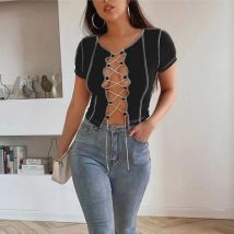 Vintage Patchwork gebrochen Design Mesh Crop Top für Frauen Straße Bandage tragen T-Shirts Punk-Stil Langarm T-Shirt weibliche Kleidung