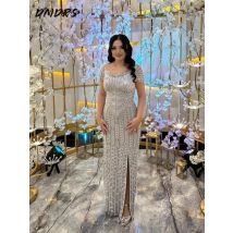 Charmantes Meerjungfrau-Abschlussballkleid mit schweren Perlen, Kristallperlen, Cocktailkleid, Dubai, Hochzeit, Verlobungskleid, Vestidos de Fiesta Couture