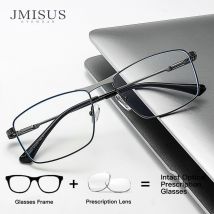 JMISUS 2025 Occhiali da vista quadrati in lega di moda Uomo Anti-luce blu/Mopia fotocromatici Occhiali da vista Occhiali ottici