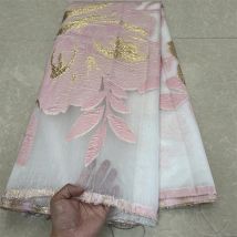 Afrikanischer nigerianischer Tüll-Spitzenstoff, Organza-Stickerei, Partykleid, Brokat-Jacquard-Hochzeitskleid, hohe Qualität, 5 Yard, YXZ145