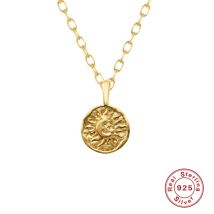 AIDE Plata de Ley 925 auténtica collares de Luna para mujer Vintage media luna de sol colgante redondo gargantillas cadenas collares joyería fina