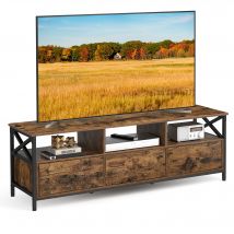 VASAGLE TV-Schrank, Lowboard für Fernseher bis zu 65 Zoll, TV-Regal mit 3 Schubladen, 147 x 40 x 50 cm, Industrie-Design