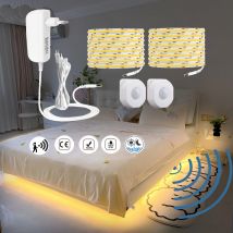 Set di nastri luminosi singoli e doppi con rilevamento umano, attivi il movimento sotto le scale del letto, l'illuminazione del passaggio angolare, si accende automaticamente