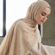 Newest Glitter Cotton Scarf Ramadan Women Muslim Fashion Hijab Golden Stars Women's Scarves Foulard Femme Musulman Bandana