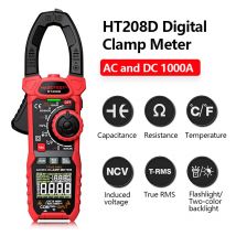 HT208A/D AC/DC Pinza amperometrica digitale Multimetro Pinza Amperimetrica Vero RMS Capacità ad alta precisione NCV Ohm Hz Tester