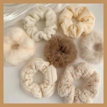7 Pcs/Set Women Hair Scrunchies Set Plush Solid Ponytail Holder Rubber Bands Hair Ties for Girls Headwear Accessories 2024 Gifts
