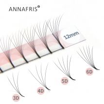 ANNAFRIS Vorgefertigter Fächer 3d/4d/5d/6d Langer Stiel Vorgefertigte russische Volumen-Wimpernverlängerungen Faux Mink Einzelwimpern Cilios