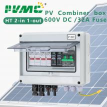 Combinatore Fotovoltaico Solare 2 Ingressi 1 Uscita DC 600V con Protezione da Fulmini, Fusibile 32A, MCB, SPD, Impermeabile IP65 per Distribuzione