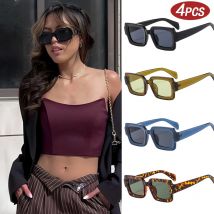 4 satz Vintage Rechteck Punk Sonnenbrille 2024 Mode Einfache Outdoor Sonnenschutz Sonnenbrille Blau Licht Schutz Brillen
