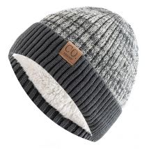 Nuovi cappelli invernali bicolore unisex Aggiungi foderati in pelliccia per uomo e donna Berretto caldo moda Cappelli lavorati a maglia invernali casual