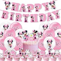 Disney Minnie Mouse Decorazione per feste di compleanno Forniture per feste da principessa per ragazze MInnie Mouse Stoviglie Palloncino Banner Bicchiere di carta