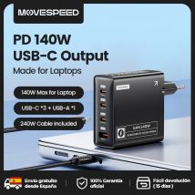 MOVESPEED 140W Cargador Rapido Tipo c PD3.1 120W 100W Cargador Movil Carga Rápida para MacBook Pro Air  Lenovo Surface Ordenadores Portátiles Notebook