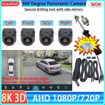 3D 360 Auto Panorama Kamera Hinten + Vorne + Links/Rechts SON-WDR 8K 1080P AHD Für Android Radio 360 APP mit loch opener werkzeug