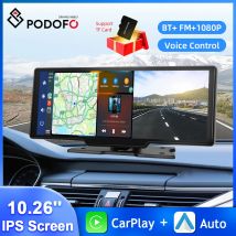 Podofo 10.26 ''Car DVR HD Driving Recorder Carplay Android Auto Dashboard Car Monitor registrazione in Loop AI Voice retrovisore Camera