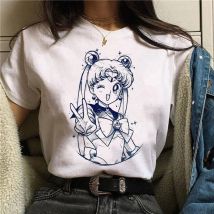 Koszulka Lata 90. Anime Sailor Moon Retro Grafika Letnia Bawełna Męska Damska Tee Streetwear Casual Trend Krótki Rękaw Para Hip Hop Top