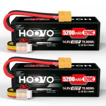 Batteria HOOVO RC 4S 14.8 V 5200 mAh 120C Batteria Lipo rigida con XT90 per RC Auto Buggy Elicottero Aereo Barca Parti del modello RC