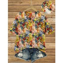 Frühlings- und Sommermode im neuen Stil, elegant und vielseitig, V-Ausschnitt, kurzärmelig, gehäkeltes Damenoberteil mit Tiermuster, flach, digital