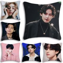 Kissenbezüge Cartoon Kim TaehyungS Sofa Dekorativ Zuhause Doppelseitiger Druck Kurzer Plüsch Niedlicher Kissenbezug