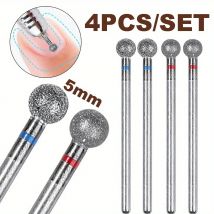 1PC/2/4PCS 5mm piccole punte da trapano per unghie a testa tonda, punte per unghie con testa a sfera pulita per cuticole diamantate per dettagli elettrici rotanti