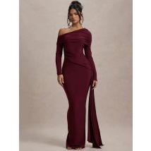 Mozision Skew Collar Long Sleeve Sexy Maxi Dress For Women Gown Fashion Backless Draped Ruched Bodycon Club Long Dress Elegant
