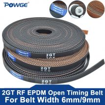 POWGE 5 Meter GT 2GT Offener Zahnriemen Breite 6 mm 9 mm RF EPDM-Gummi Samll Backlash Staubvibration geringer VORON Creality 3D-Drucker