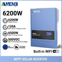 ANENJI 6.2KW 4KW 2KW MPPT Inverter solare ibrido Sinusoidale puro Off Grid Tie 230VAC PV 500V Regolatore di carica solare MPPT integrato