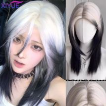 Xiyue synthetische Cosplay Perücke Meer äsche Kopf Perücke natürliche schwarz und weiß hochwertige Perücke für Jungen kurze kurze gerade Wolfs schwanz gefälschte